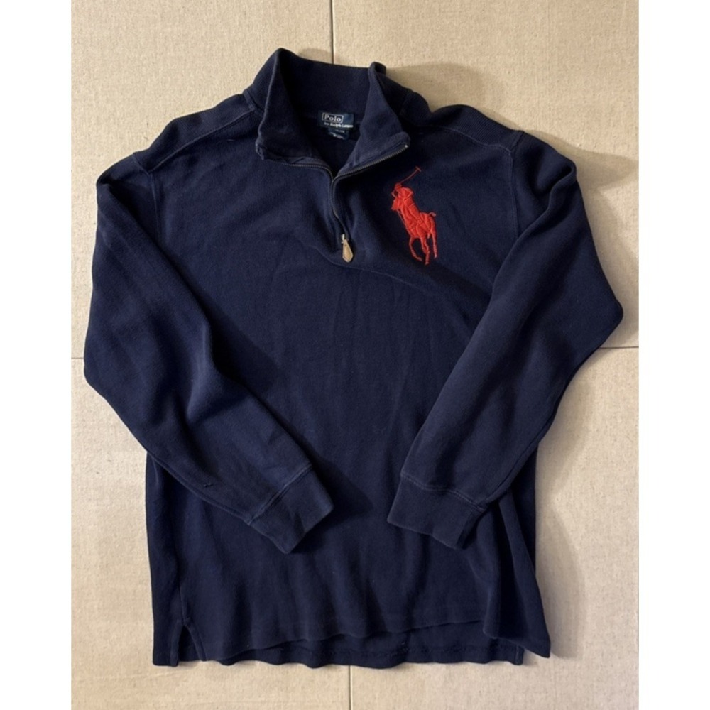 Polo Ralph Lauren Boys Classic Big Pony Sweater 100% Cotton,  Size XL 18-20 Navy